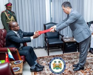 Ambassador Zhao Yong presenting his credentials to President Julius Maada Bio at State House | The Calabash Newspaper
